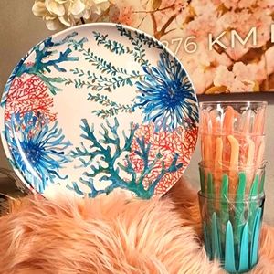 4Pc Melamine Plate Set & 4 Melamine Cups (New without Tags